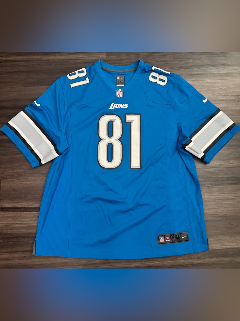 Nike Detroit Lions Calvin Johnson #81 NFL On Field Game Home Jersey Men 2XL